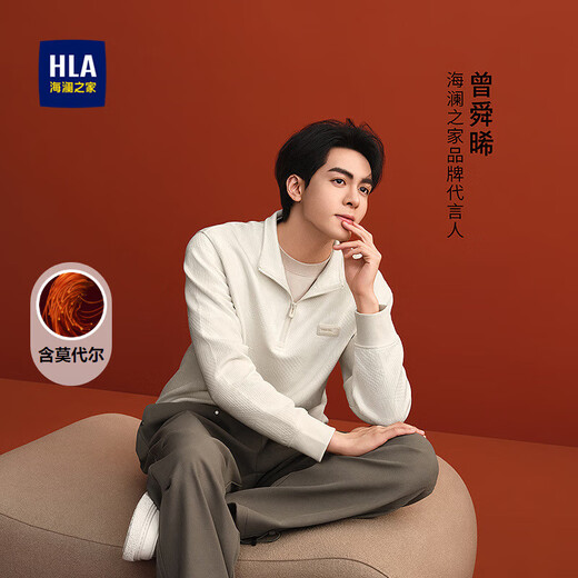 HLA Hai Lan House sweatshirt men Zeng Shunxi same style autumn 25 irregular texture texture stand collar long sleeve men