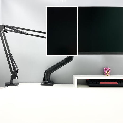 Dingdingxiang 18-inch portable display universal robotic arm bracket vesa extended horizontal and vertical secondary screen clip desktop metal elevated stand black universal cantilever + 5.8-8.8cm mobile phone clip