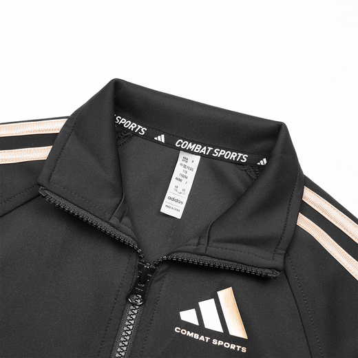 Adidas new children's sports suit outdoor casual jacket jacket trousers two-piece set black/gold 158