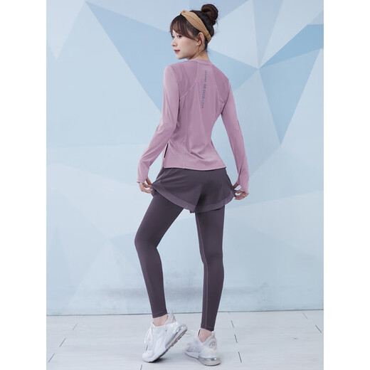 Vanstic Herbst und Winter Neue Fitnesskleidung für Frauen Internet Promi Lose Sportswear Langarm professionelles Training Yoga Set Grey Blue + Dunkelgrau Blau dreiteils Set TC15908 S