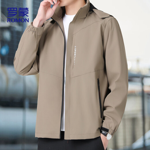 ROMON jacket men's hooded autumn sports commuting casual outdoor assault jacket men's top ZHX2228 camel XL