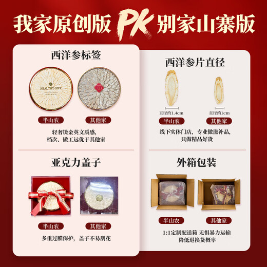 Banshan Nong American Ginseng, Ginseng, Deer Antler, Red Ginseng and Dendrobium Gift Box, Healthy Nutritional Tonic Gifts, High-end Gifts for Elders and Practical