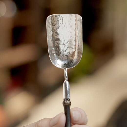 Wen Yijia sterling silver 999 pure handmade purple bamboo tea shovel tea spoon fragrant shovel Kung Fu tea set accessories tea spoon tea shovel plain silver
