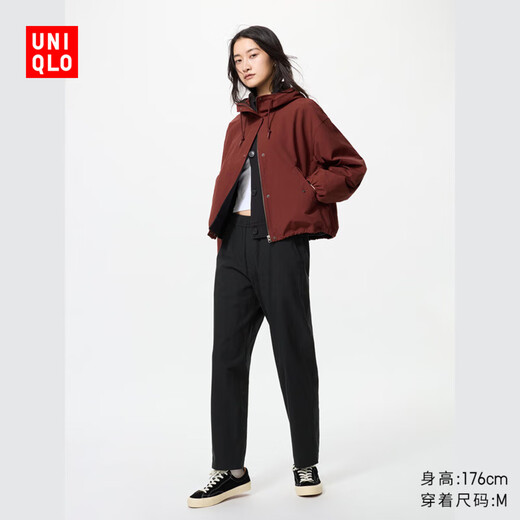 Uniqlo women's full cotton elastic nine-point pants/casual versatile extended style 66cm~68cm478209 481411/09 black L