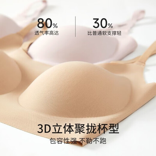 Seamless underwear for women, thin liquid foundation, invisible big breasts, anti-sagging, side breasts push-up, large size bra, skin color L 100-120Jin Jin is equal to 0.5 kg