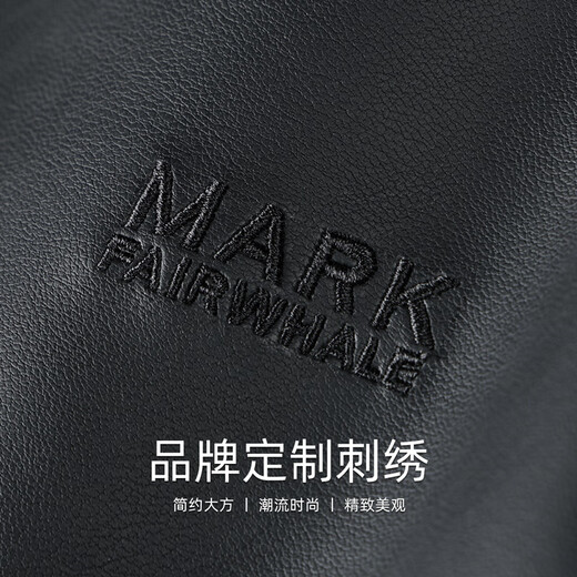 Mark Huafei Ultrasonic Lined Lapel Leather Jacket Men's 2026 Spring New American Retro Embroidered PU Leather Jacket 4606 Black 001 M (170)