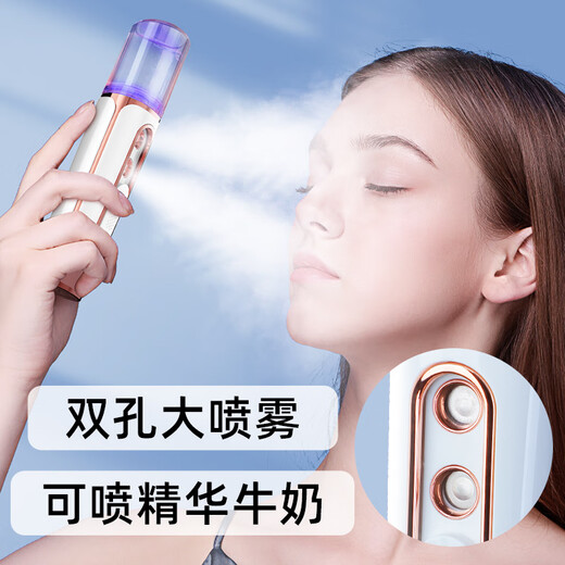 Marcobeli Hydrating Instrument Nano Sprayer Facial Hydrating Instrument Handheld Home Portable Cold Spray Machine Facial Humidifier Facial Steamer Beauty Instrument Oxygen Injection Instrument Birthday Gift Upgraded Double Hole Spray + Double Hydration