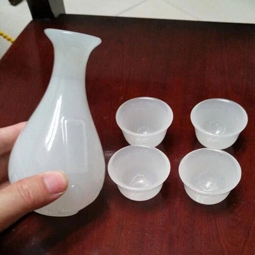 Suzhou suet jade ceramic wine cup household set wine dispenser wine pot palace jade wine cup Chinese small wine set white jade 1 white jade single lotus wine dispenser plus 6 cups 7 pieces