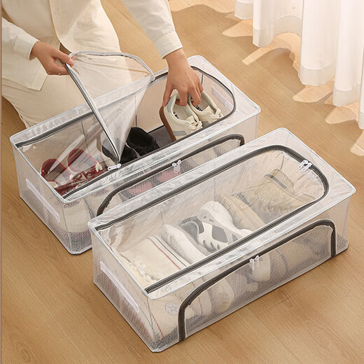 JD Logistics installation-free shoe box storage box thickened dust-proof transparent shoe cabinet artifact storage box folding shoe rack 2 large size 60*30*16cm