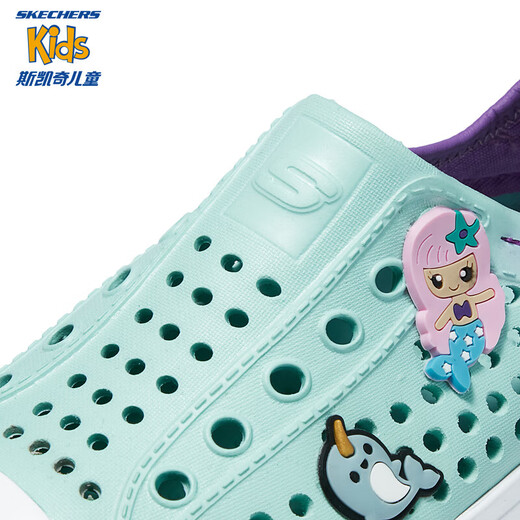 Skechers children's shoes slip-on toe sandals summer men's and women's hole shoes medium and large children's beach shoes 308310L girls/purple/mint green/MTLV 30