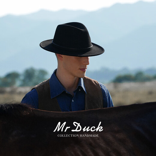 Mr DUCK Australian Superfine 100% Wool Felt Hat Winter Hat Men's Warm British Gentleman Top Hat Large Brim Counter Quality MW186232 - Large Brim Royal Black (100% Superfine Wool) L (Suitable for 59-60cm head circumference)