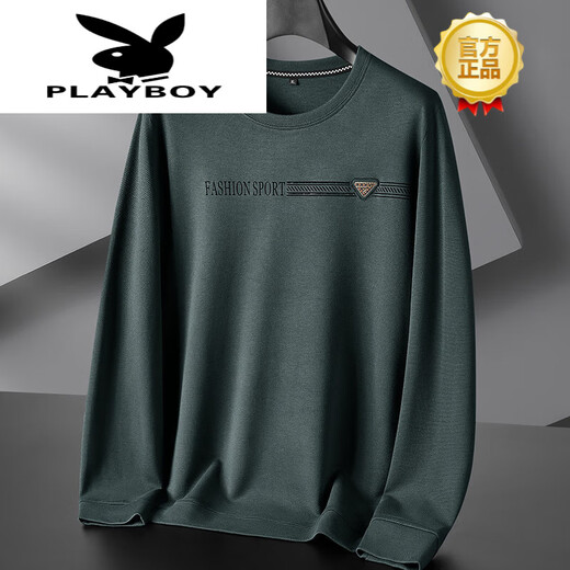 Playboy (Playboy) Sweat-shirt d'automne masculin de printemps et d'automne pour hommes, t-shirt à manches longues à manches longues à manches longues pour hommes, Black 6630 XL [120-140Jin [Jin est égal à 0,5 kg]]]