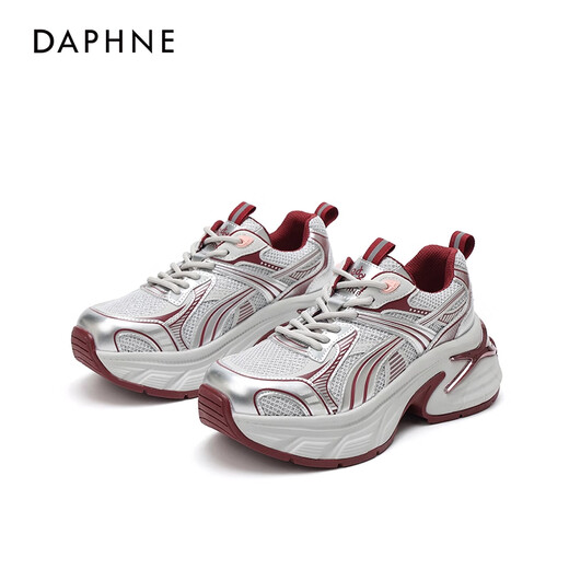 Daphne [Same Model in Song Qian] Yunruo Daddy Shoes for Women 2025 Autumn New Thick-soled Mesh Sneakers Fashionable Casual Shoes Off-white [Mesh Breathable] 37