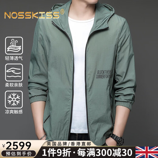 NOSSKISS Light Luxury Brand Sun Protection para hombres en verano Flin Ballenable con capucha suelta Ropa de protección solar 2025 Nuevo modelo HN9928BST Mist Blue M 170/105