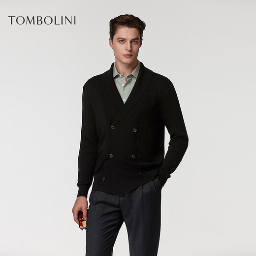 Tombolini wool cardigan black double-breasted knitted sweater jacket autumn new sweater black one size 48