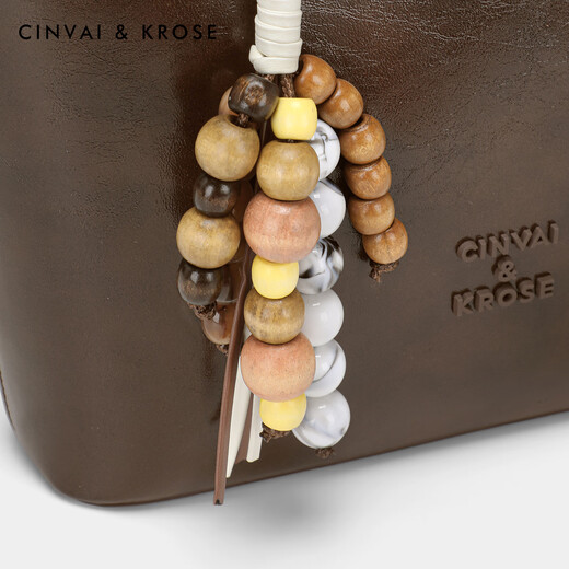 CinvaiKrose large-capacity bag women's bag 2025 new college student tote bag commuting shoulder bag birthday gift for girlfriend Brown Brown [Give away ornament] Send girlfriend wife's heart