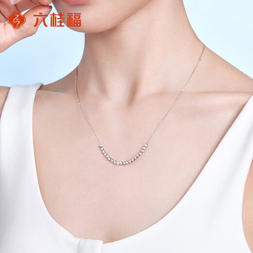 Liuguifu Jewelry Platinum Chain for Women 2025 New Platinum Sugar Cube Necklace Light Luxury Niche Birthday Gift for Girlfriend 4.12g Platinum Sugar Cube Necklace