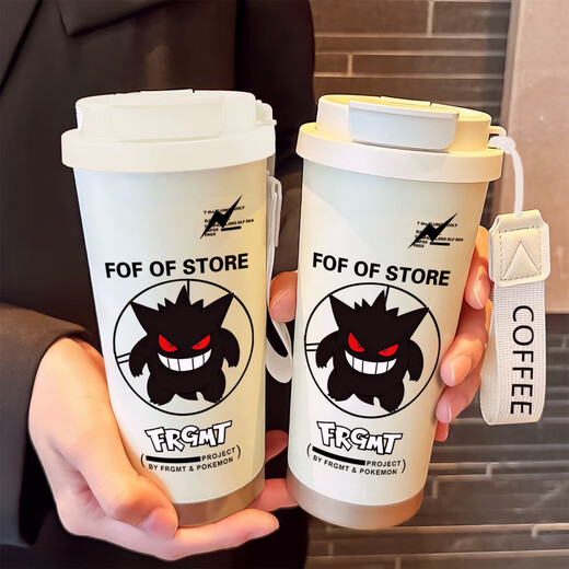 膳魔师（THERMOS）创意耿鬼保温杯大容量吸管水杯可携式双饮口咖啡杯子新款男女高颜 BXAB13798幽灵+配挂绳 陶瓷内胆