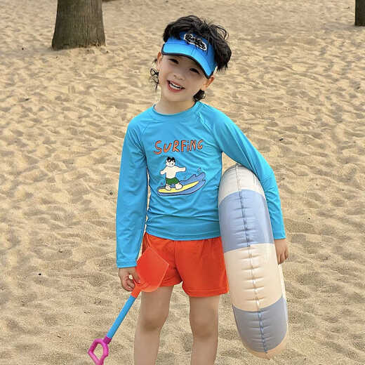 Boys' swimsuit 2025 new children's summer split swimsuit sun protection quick-drying swimsuit surfing suit seaside vacation kitten surfing swimsuit 100 cm