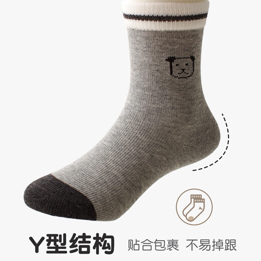 Xiderui Baby Socks Spring and Autumn Cotton Medium and Large Boys Korean Style Cute Socks for Infants and Toddlers Smokey Moon Bear 5 Pairs 1-3 Years Old M (Recommended Foot Length 12-14CM)