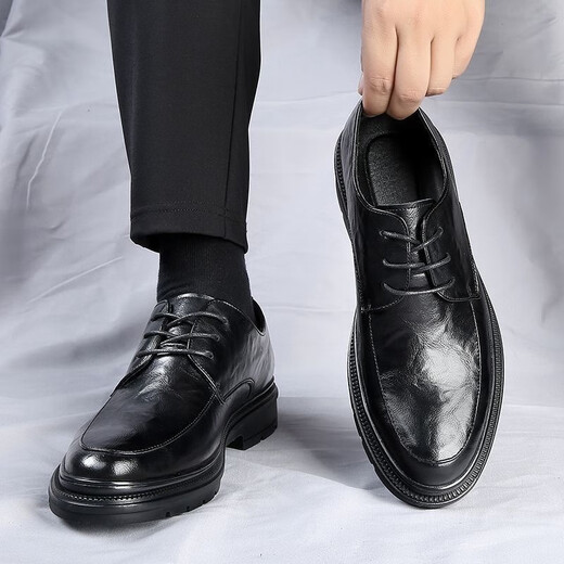 Cartelo Herrenschuhe neue Herren Herbst Business Herren formelle Verschleiß atmungsmaschiger weicher Lederschuhe Britische Softleder Casual Bräutigam heiraten 9903 Black Basic Model 38