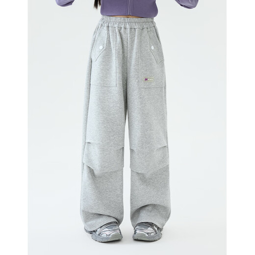 
Yoyo one (Yoyo one) girls sports suit children 2025 new autumn dress fashionable street hooded sweatshirt fashionable wide-leg pants girls 15267 gray + 10153 purple 160 160cm