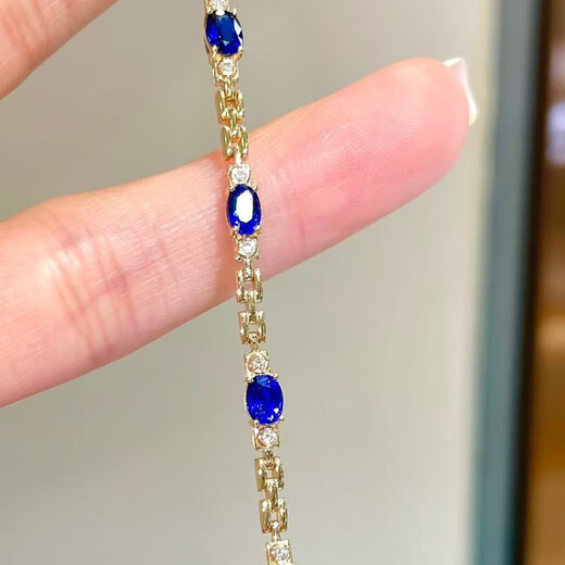 HEEKAIYI Sapphire Bracelet for Women Royal Blue 18k Gold Diamond Bracelet Chinese Valentine's Day Birthday Gift for Wife and Girlfriend Selected 3.2 Carat/Royal Blue