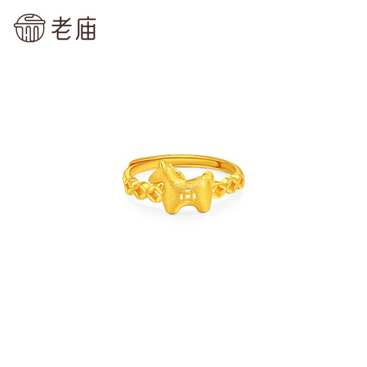 Laomiao gold solid gold pony ring live mouth ring 5G exquisite pony fashion guardian immediately make money and look white