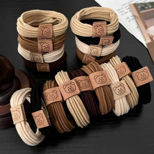 Internet celebrity bear hair tie does not hurt your hair, simple high-elastic rubber band, thickened thick hair tie, high ponytail headdress, bear hair tie, 10 mixed colors