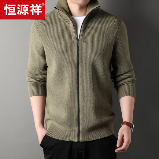 
Hengyuanxiang cardigan men's wool knitted cardigan autumn and winter thickened lapel casual middle-aged sweater jacket men deep coffee XL/175 size 140-160Jin [Jin equals 0.5 kg]