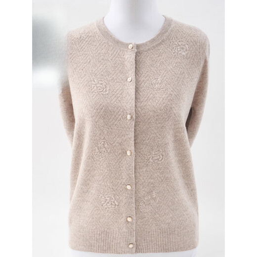 KING DEER Mother's Pure Cashmere Sweater Western Style Sweater 2025 Autumn and Winter New Middle-aged and Elderly Cashmere Knitted Cardigan Jacket Caramel Color 2XL Recommended 120-135 Jin Jin equals 0.5 kg