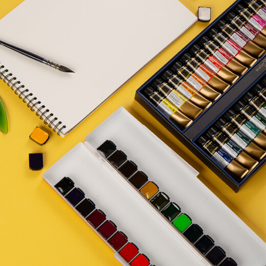 MIJELLO Watercolor Pig Set South Korea imported gold high concentration solid watercolor set MIJELLO Tin tube gold 17 colors/15ML mwc-1517p single