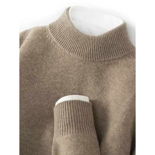 
New autumn and winter thickened half-turtleneck cashmere sweater for men business casual warm sweater knitted sweater medium gray L