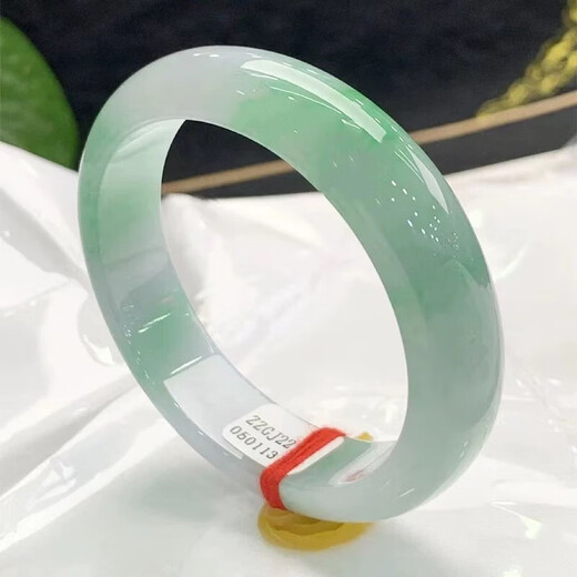 Burmese ice jade bracelet jade bracelet light green floating flower bracelet floating green square ice waxy jade bracelet for women 59 ring mouth