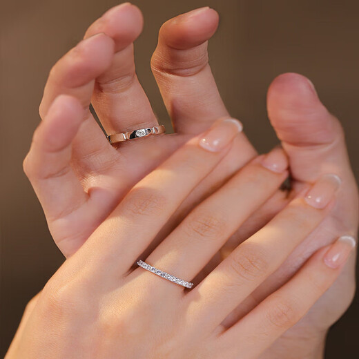 Silver jewelry rings, couple rings, sterling silver row diamond women's rings, men's rings, high-end wedding ring props, a pair of rings, the opening is adjustable