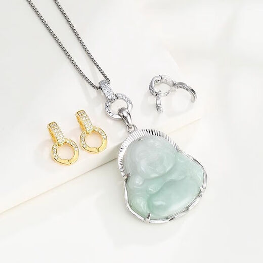 KZD Old Phoenix 999 sterling silver buckle head double open buckle with diamond diy accessories necklace connector pendant buckle connection full diamond universal buckle white gold + gold color