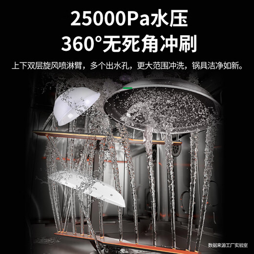 FamilyMart 13 sets of built-in large-capacity dishwashers for home use, fully automatic hot air drying, first-class water-effective UV ultraviolet sterilization, 13 sets of independent drying + 25000Pa pressure washing, built-in black