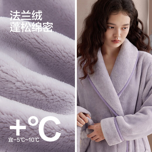 Hodo couple antistatic nightgown for women, coral velvet long pajamas, pajamas, thickened flannel warm home wear bathrobe for men, men's moon rock gray XL (175) men