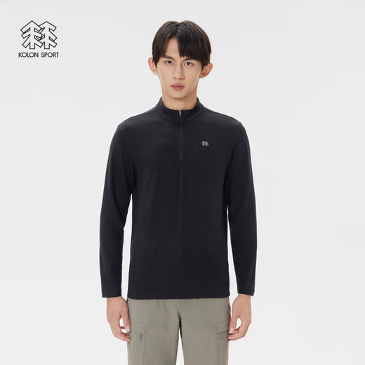 KOLON SPORT outdoor casual clothes men's imitation alpaca texture half zipper long-sleeved T-shirt