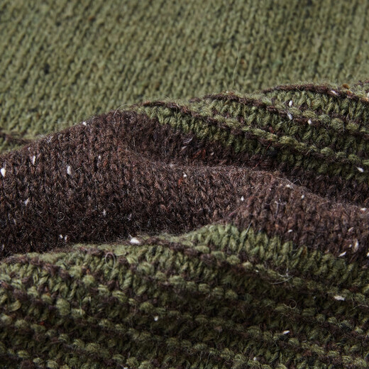 Demana Muyun Linglong winter sheep wool sweater retro round neck contrast ribbed loose knitted sweater women's top