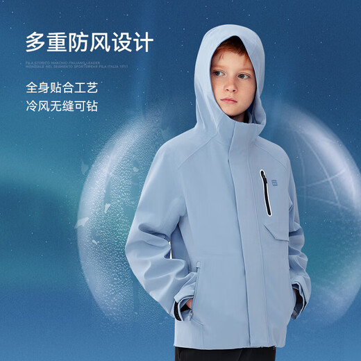 FILA FILA Children's Jacket Two-piece Set for Boys 2025 Winter Big Children's Fleece Top