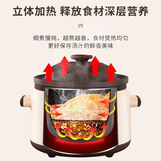 SUBOAER Subo electric stew pot 6 liters large capacity intelligent health pot soup pot electric stew pot porridge pot fully automatic purple clay pot food supplement pot 2.8L purple clay liner suitable for 2-3 people