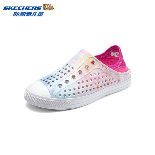 Skechers Skechers Children's Shoes Girls' Croc Shoes Beach Shoes Summer One-Piece Printed Breathable Children's Sandals 302114L Rainbow Light Pink/LTPK 27.5