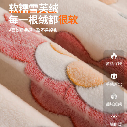 Lin Mengni Coral Velvet Blanket Student Dormitory Special Winter Thickened Cover Blanket Children's Baby Quilt Office Nap Blanket Flowers Double Layer Thickened Fine Velvet 100x150cm Children's Blanket