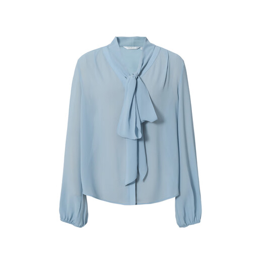 Eveli (eifini) Jiang Xin's same style see-through ribbon top shirt for women 2026 spring classic style inner casual top for women blue S