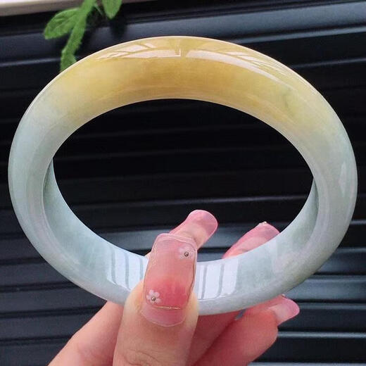 缅镯缅甸翡翠手镯冰糯种玉手镯冰种黄翡翠正圈老坑高冰玉镯子黄翡正品 53mm