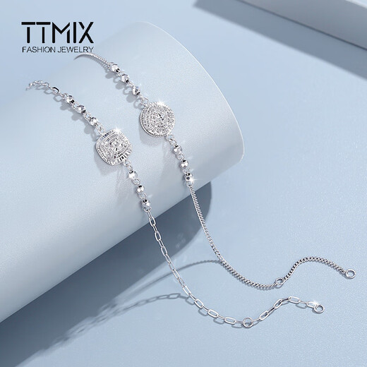 TTMIX Fashion Platinum Bracelet Women's pt950 Platinum Bracelet Platinum Women's Bracelet Birthday Gift Square 3.3-3.5g 16+2cm