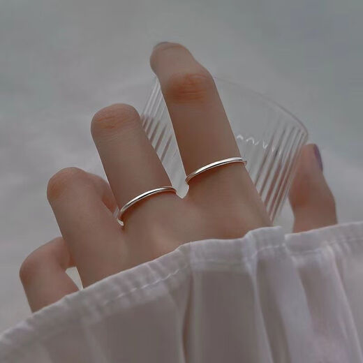 NSYCA Old Phoenix 999 sterling silver plain ring ring for men and women, small closed mouth 999 pure silver tail ring, simple couple ring 999 pure silver simple plain ring / fine style 1.5 size 6 reference weight 90-105 Jin Jin is equal to 0.5 kg Lao Fengxiang