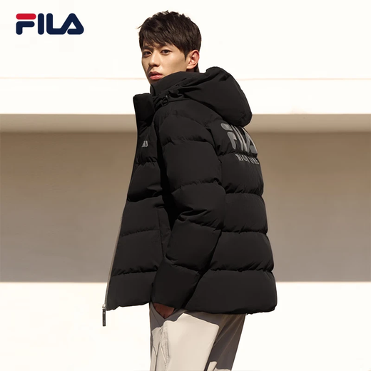 FILA official couple down jacket 2025 winter fashionable casual hooded top warm jacket for men and women