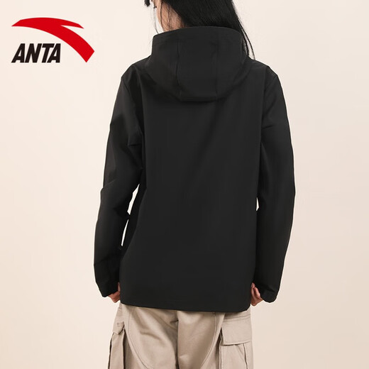 ANTA (ANTA) Jacket Women's Winter New Style Velvet Water-Repellent Women's Sportswear Hooded Cardigan Jacket Casual Top Basic Black L (175) Suitable for 125-140 Jin Jin equals 0.5 kg